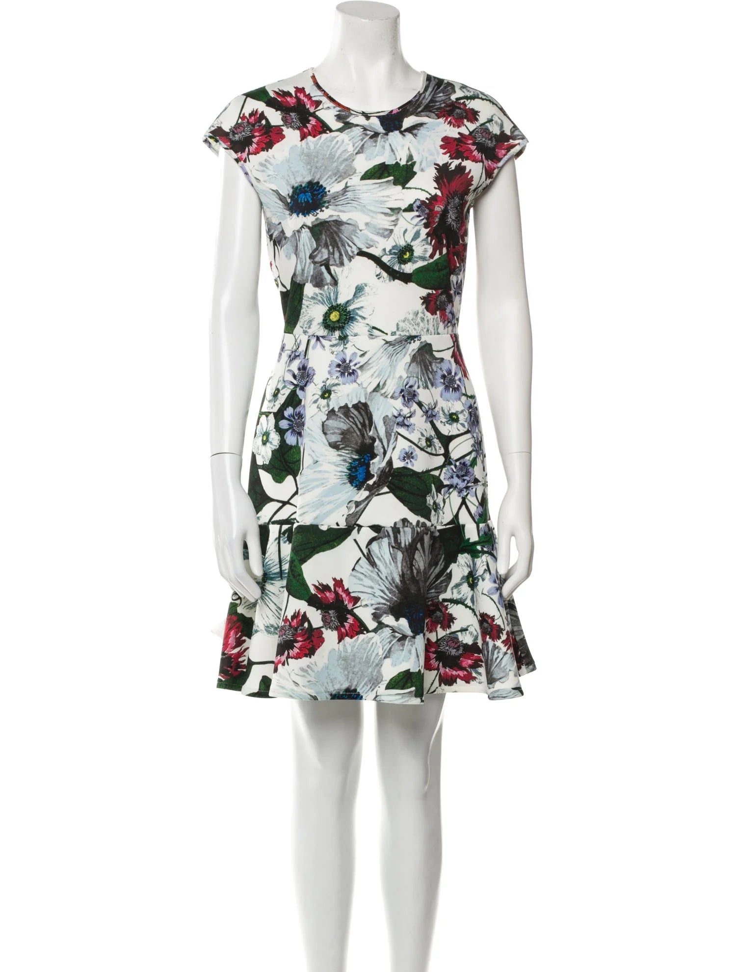 Erdem White Floral Darlina Yuki Garden Neoprene Jersey Dress  UK 10