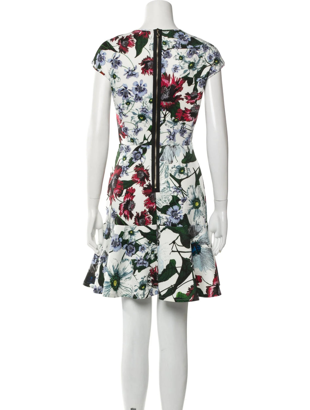 Erdem White Floral Darlina Yuki Garden Neoprene Jersey Dress  UK 10