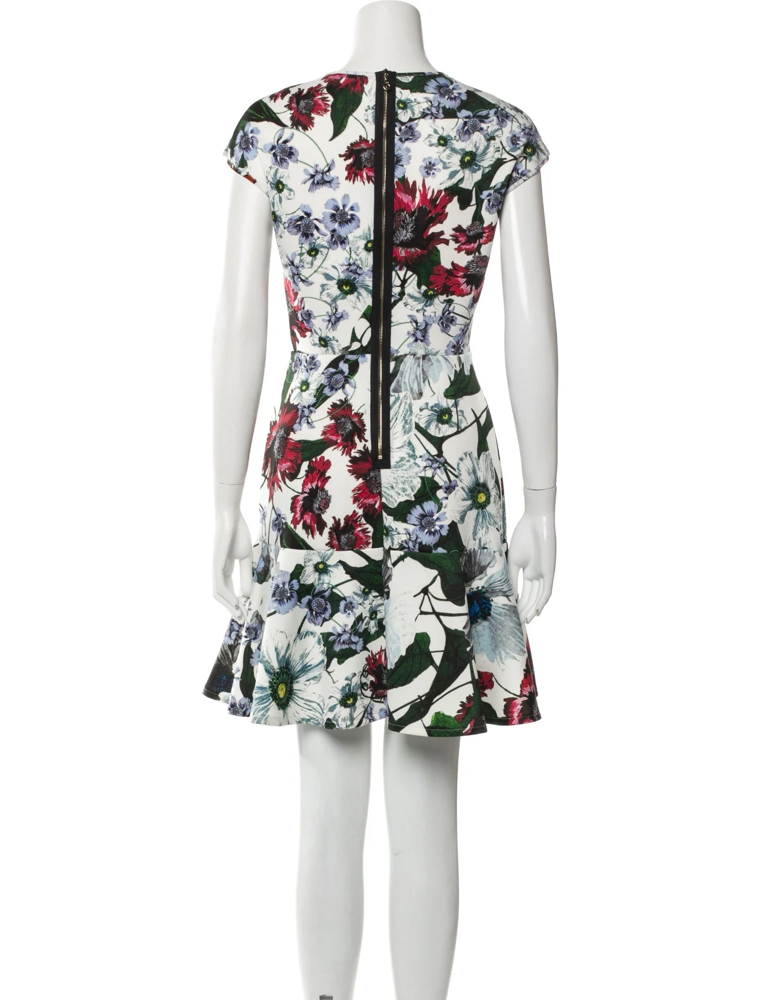 Erdem White Floral Darlina Yuki Garden Neoprene Jersey Dress  UK 10