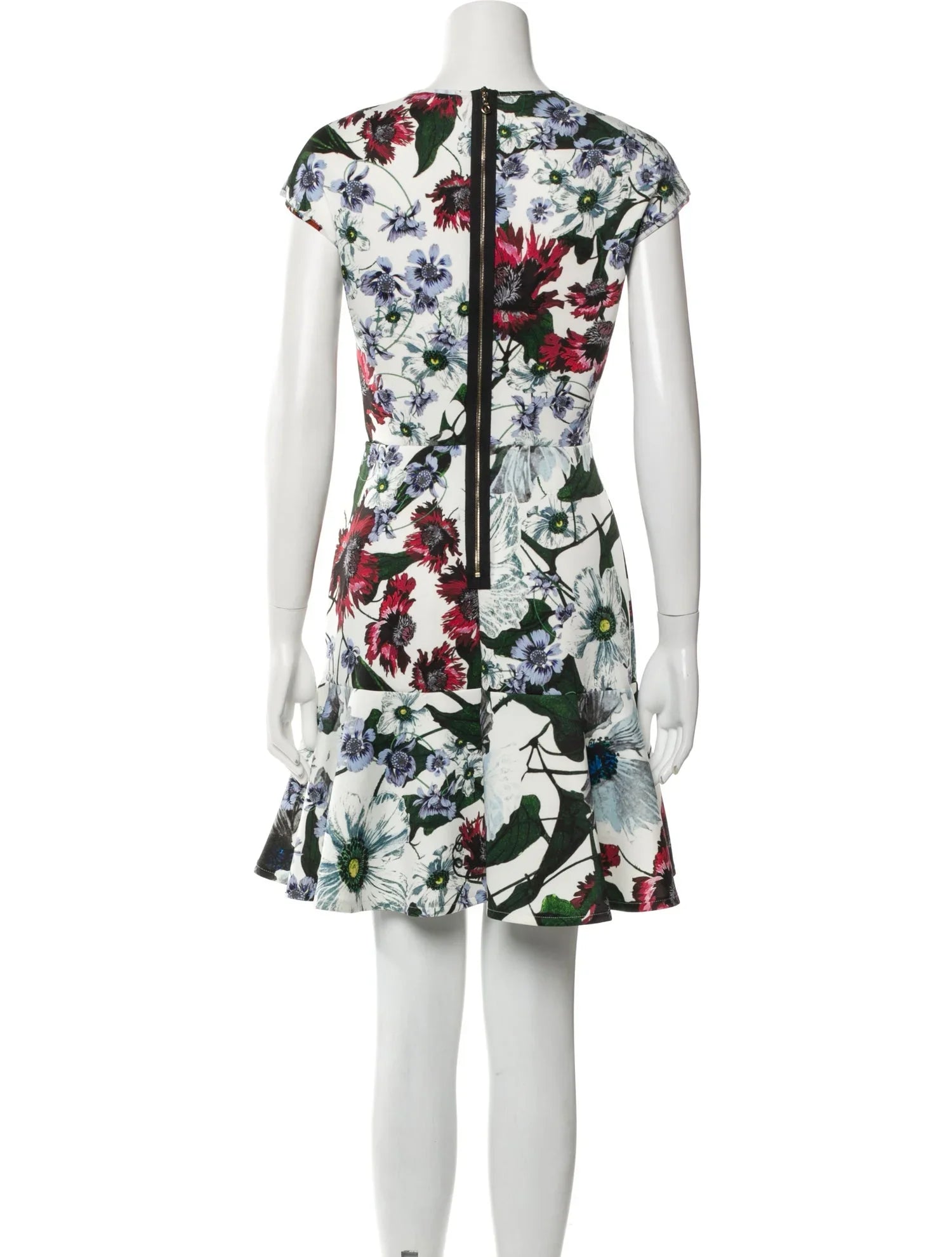 Erdem White Floral Darlina Yuki Garden Neoprene Jersey Dress  UK 10