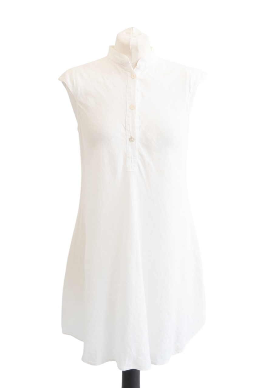 Giorgio Armani White Linen Sleeveless Tunic Top It42 UK 10
