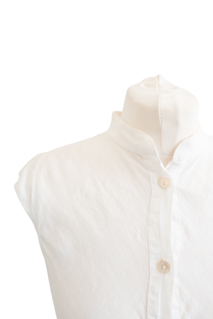 Giorgio Armani White Linen Sleeveless Tunic Top It42 UK 10