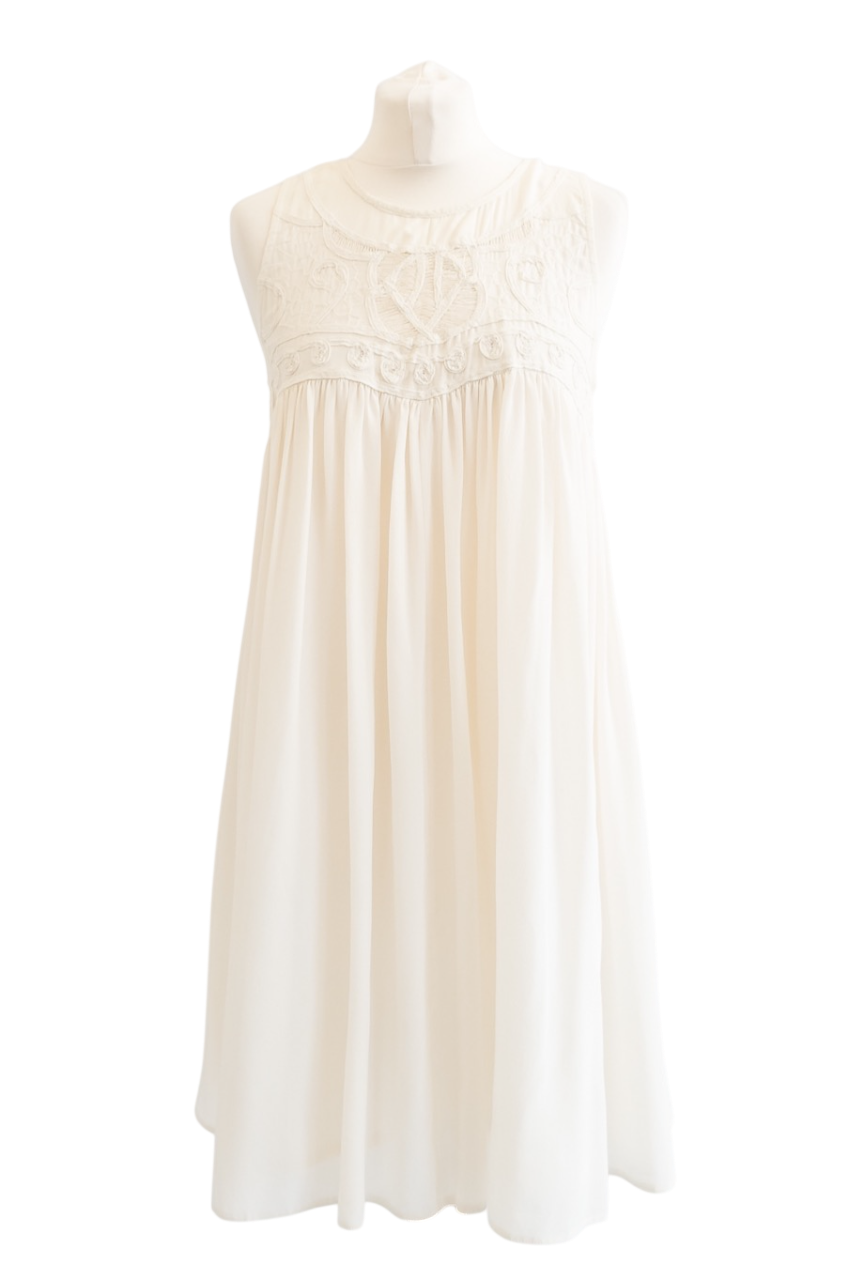 REISS Cream Jayden Cotton & Silk Blend embroidered Dress UK 10 REISS Cream Jayden Cotton & Silk Blend embroidered Dress UK 10