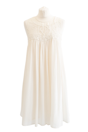 REISS Cream Jayden Cotton & Silk Blend embroidered Dress UK 10
