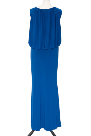 OSSIE CLARK Cobalt Blue Slinky Drape From Maxi Dress Evening Gown UK 12