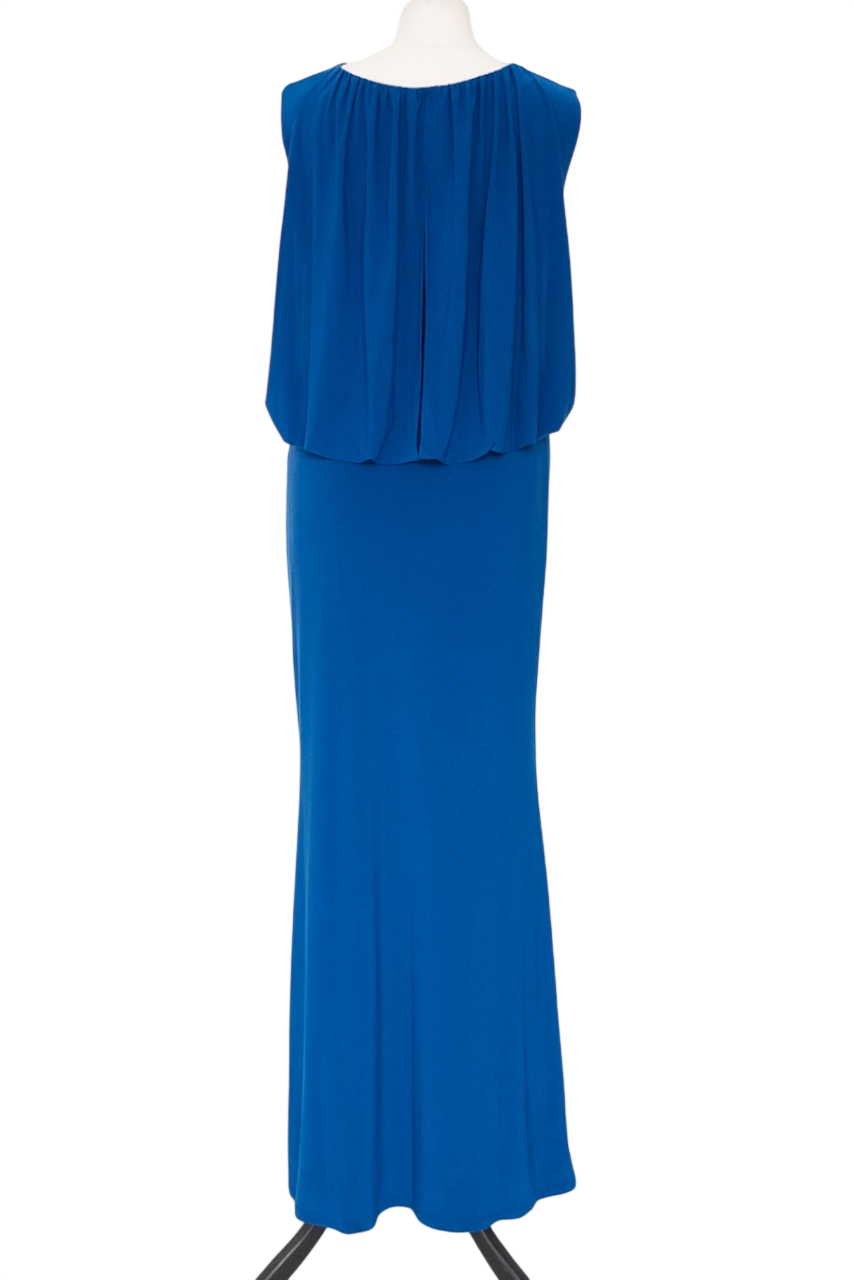 OSSIE CLARK Cobalt Blue Slinky Drape From Maxi Dress Evening Gown UK 12