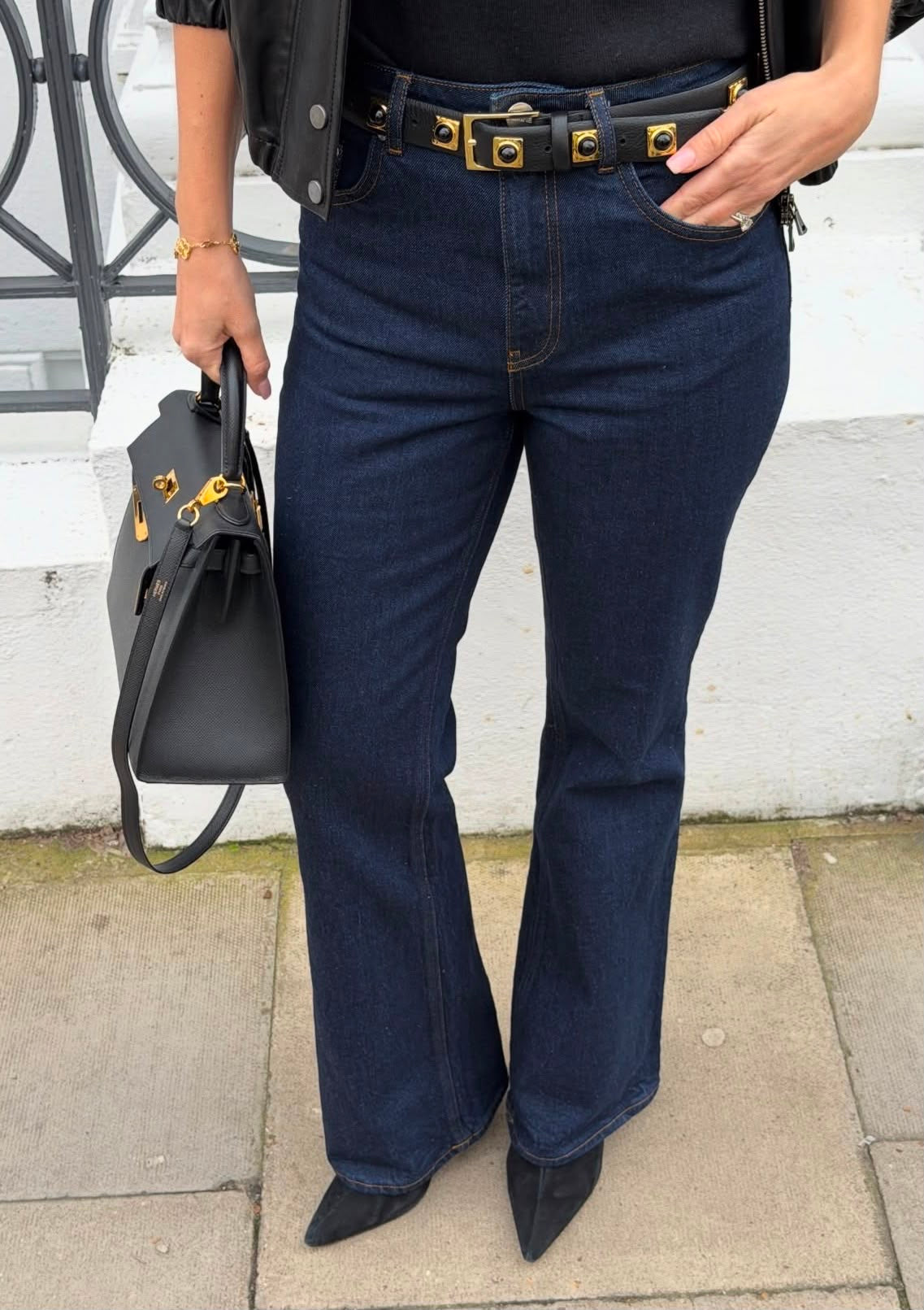ALIGNE Blue Mid Rise Straight Flare Jeans W27