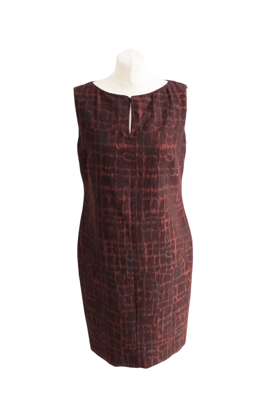 Max Mara Burgundy Textured Printed Knee Length Dress UK 14