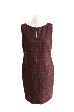 Max Mara Burgundy Textured Printed Knee Length Dress UK 14