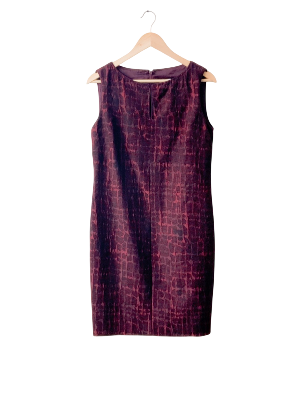 Max Mara Burgundy Textured Printed Knee Length Dress UK 14