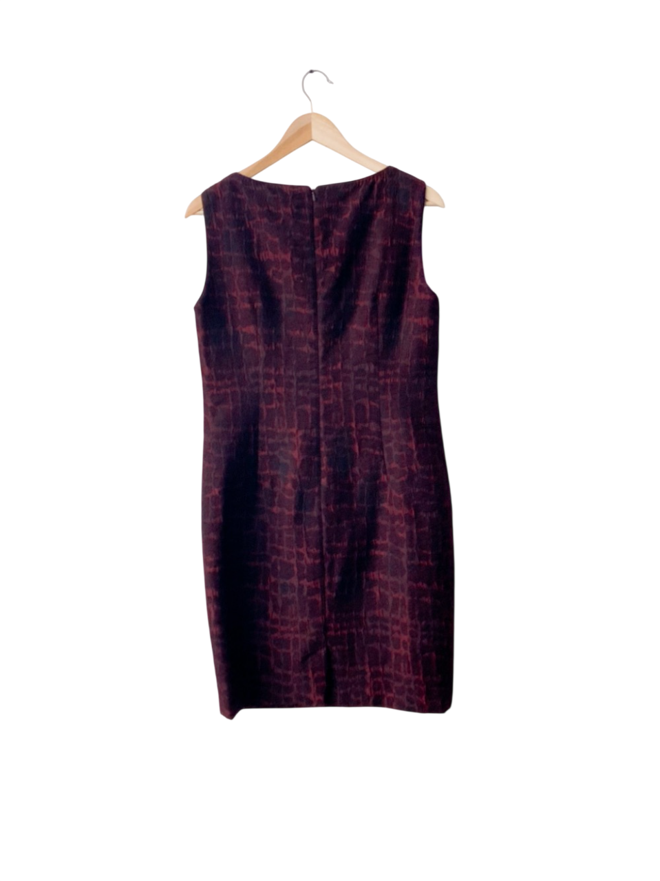Max Mara Burgundy Textured Printed Knee Length Dress UK 14