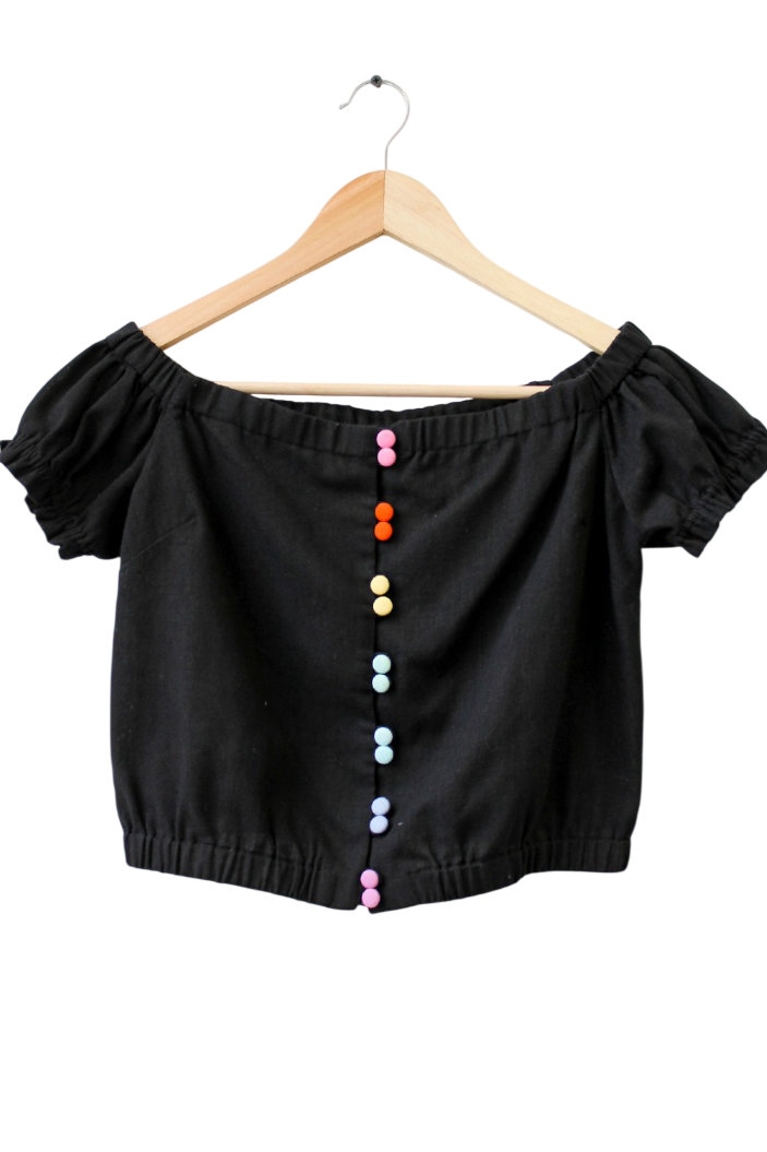 Olivia Rubin Black Rainbow Button Up Blouse UK 8