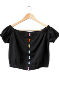 Olivia Rubin Black Rainbow Button Up Blouse UK 8