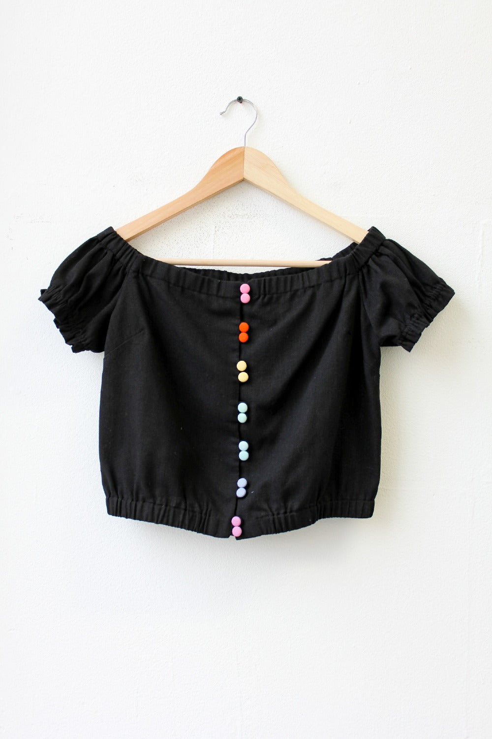 Olivia Rubin Black Rainbow Button Up Blouse UK 8