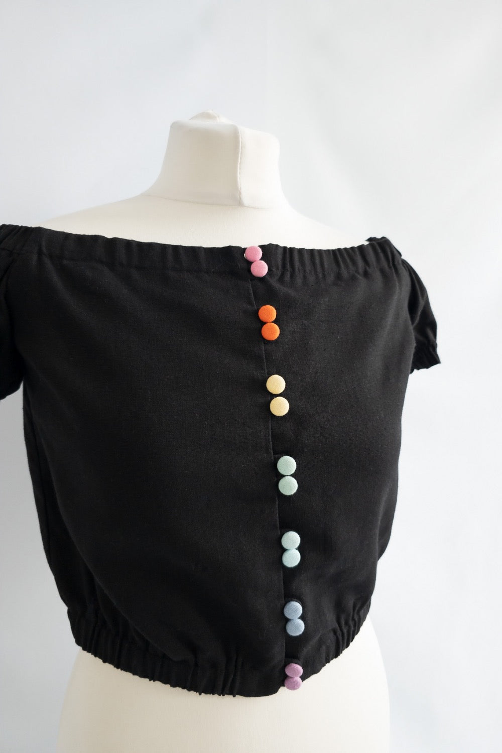 Olivia Rubin Black Rainbow Button Up Blouse UK 8