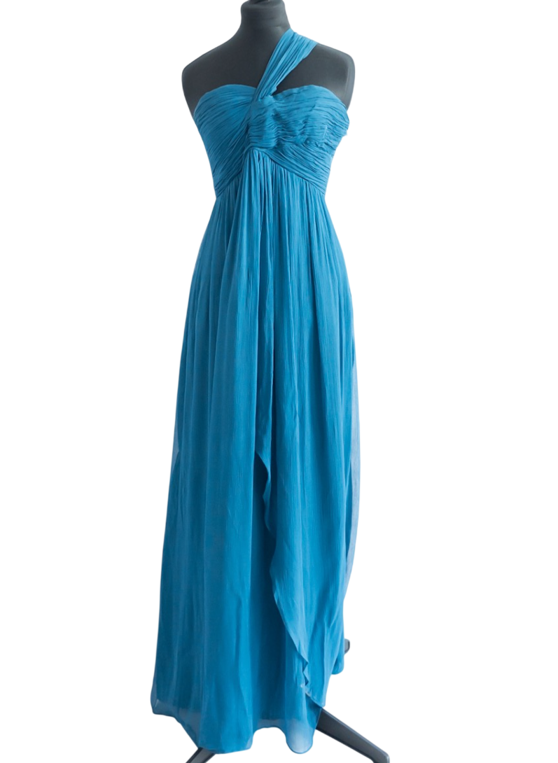 Coast Blue One Shoulder chiffon Maxi Dress UK 12