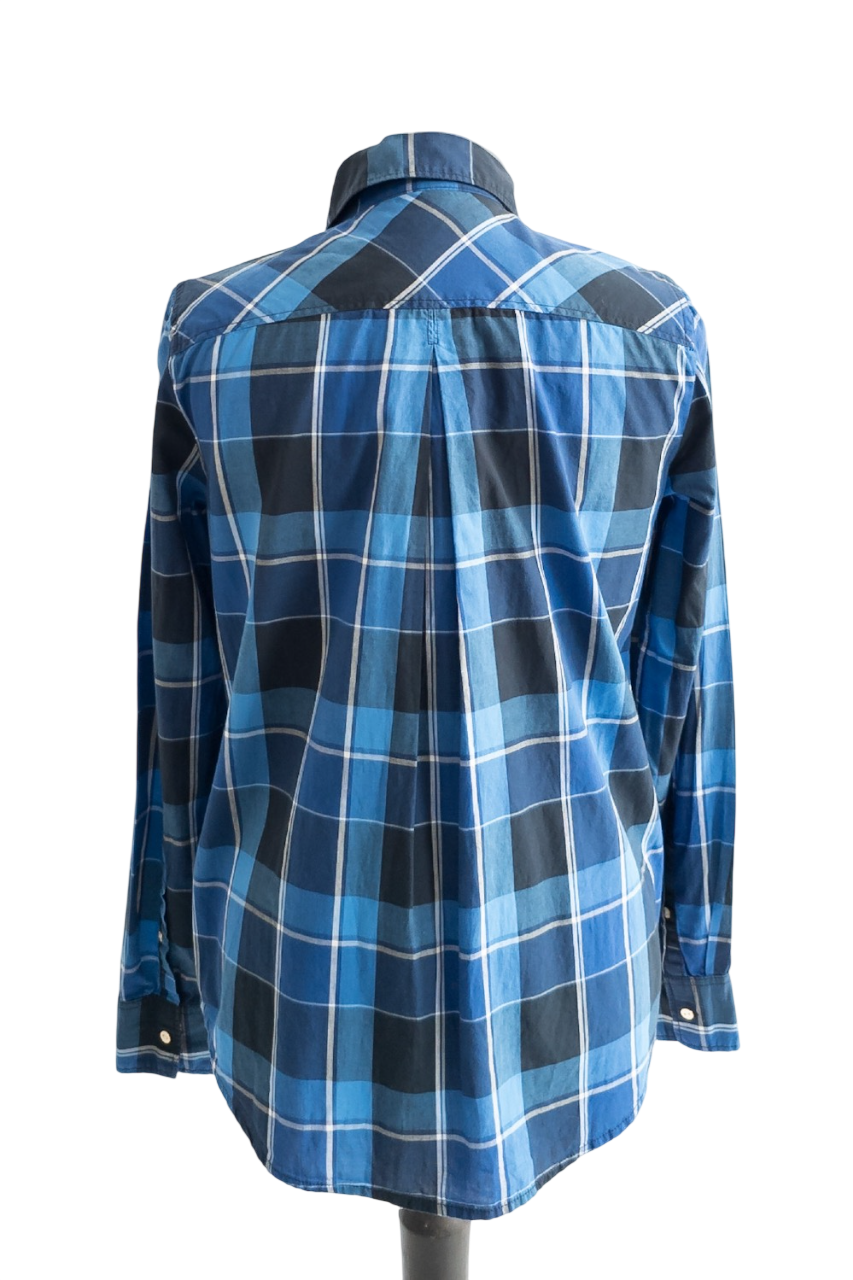 Tommy Hilfiger Blue Long Sleeved Checked Button Up Flag Logo Shirt UK XS