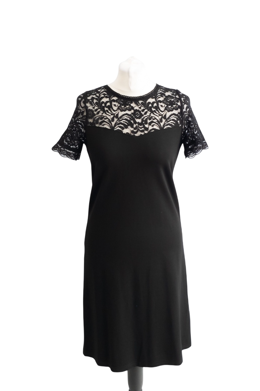 Maraislise Black A-line Lace Insert Mini Dress UK M/L