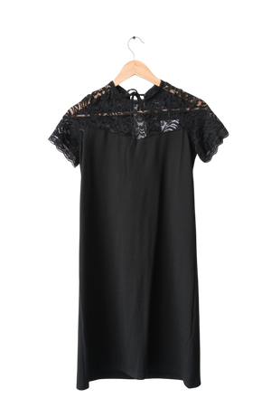 Maraislise Black A-line Lace Insert Mini Dress UK M/L