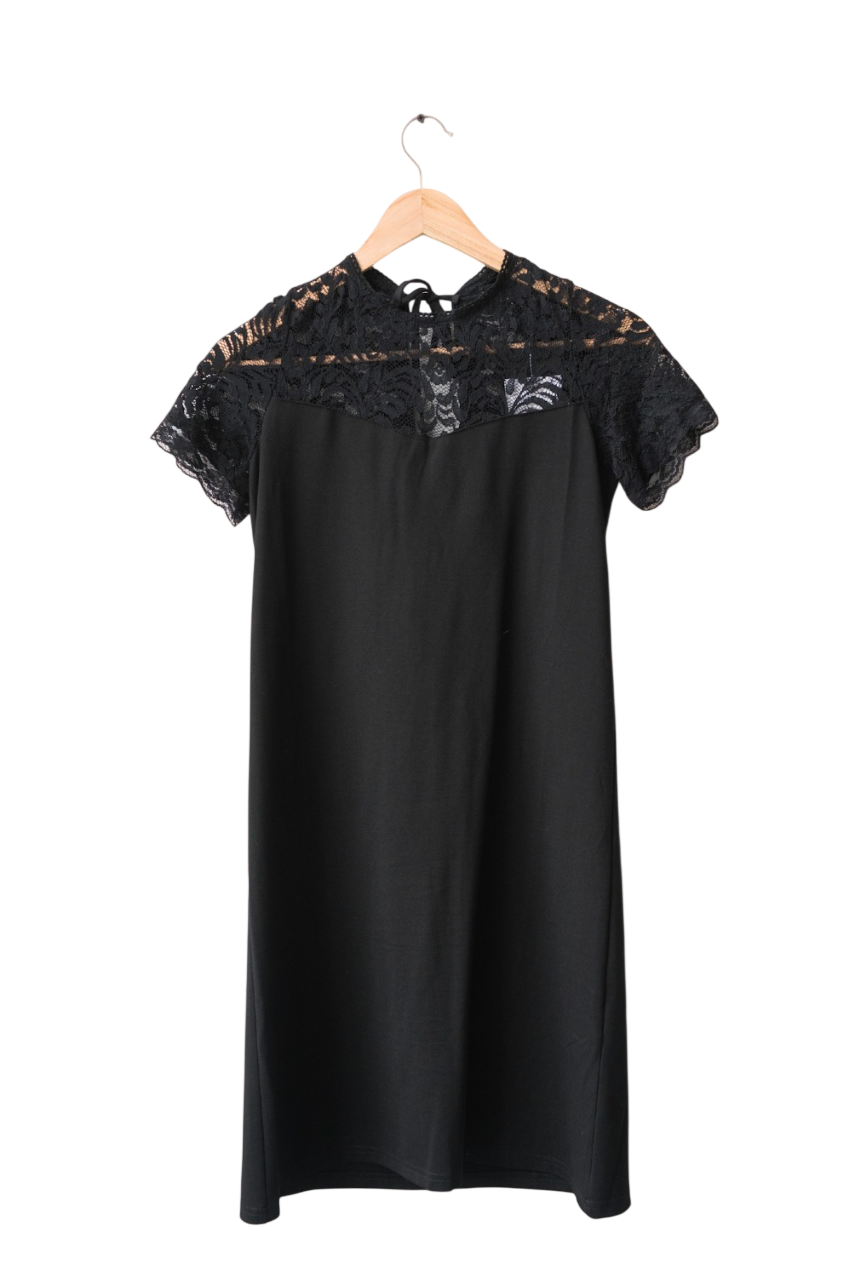 Maraislise Black A-line Lace Insert Mini Dress UK M/L