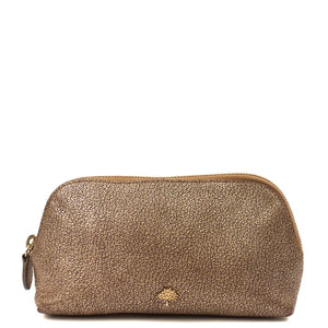 Mulberry Metallic Bronze Leather Cosmetic Bag