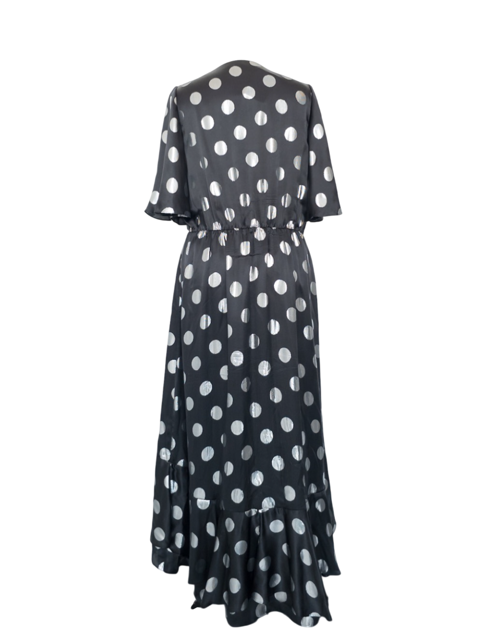 Diane von Furstenberg Black Silk Polka Dot Tie Front Dress UK 14 / 16