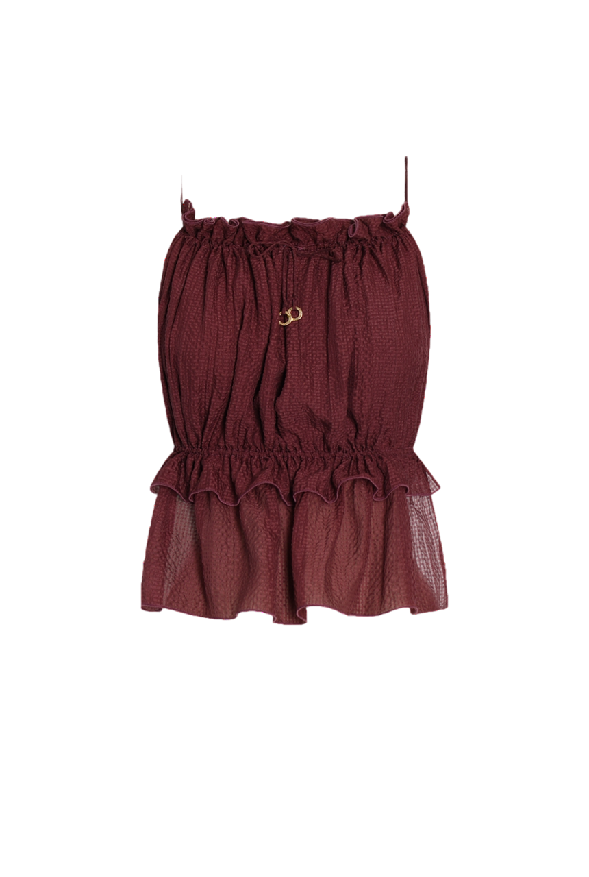 Hanne Bloch Bordeaux Silk String Crop Top UK One size