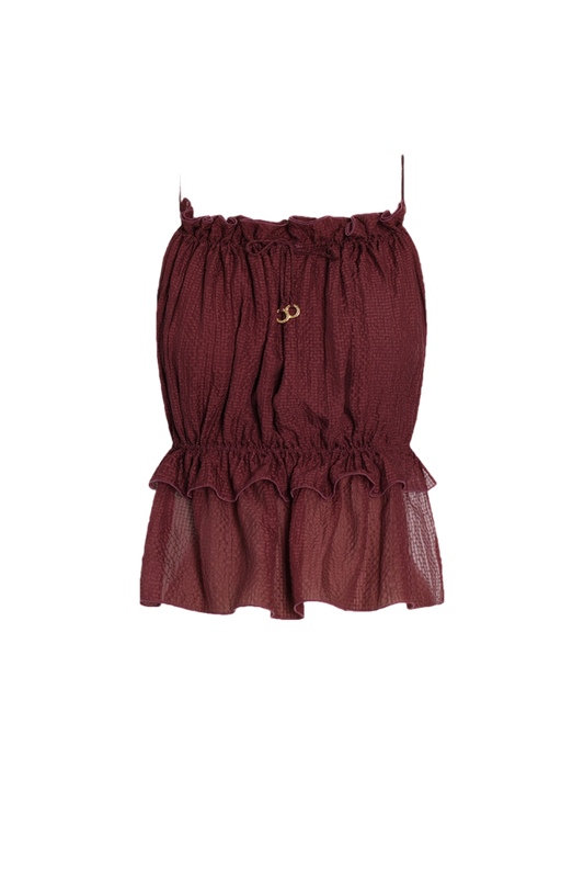 Hanne Bloch Bordeaux Silk String Crop Top UK One size