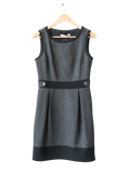 Karen Millen Grey Herringbone Wool Tailored Pencil Dress UK 10