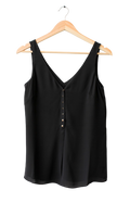 Karen Millen Black Button detail Cami Top UK 6