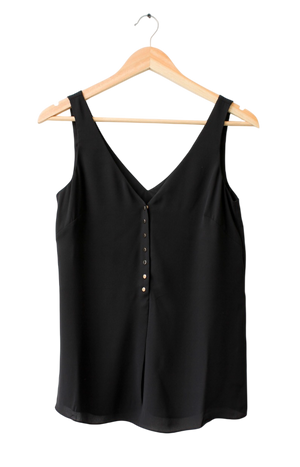 Karen Millen Black Button detail Cami Top UK 6