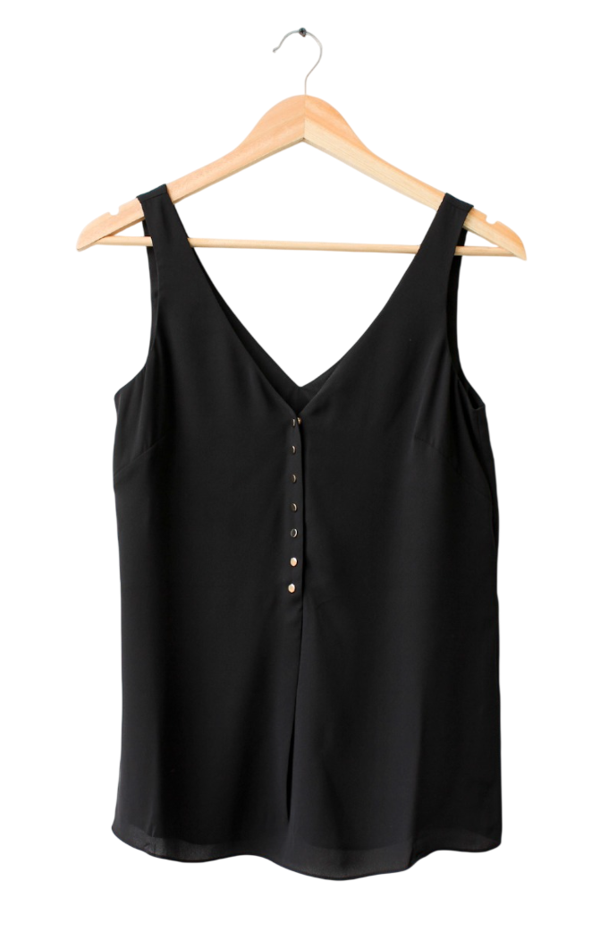 Karen Millen Black Button detail Cami Top UK 6