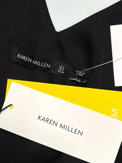 Karen Millen Black Button detail Cami Top UK 6
