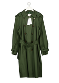 LACOSTE Khaki Green Water-repellent Windproof Trench Coat With Hood UK S
