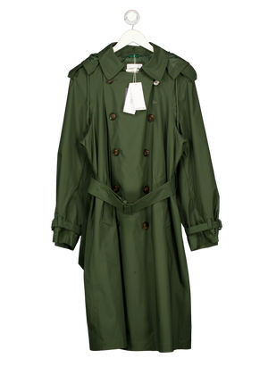 LACOSTE Khaki Green Water-repellent Windproof Trench Coat With Hood UK S