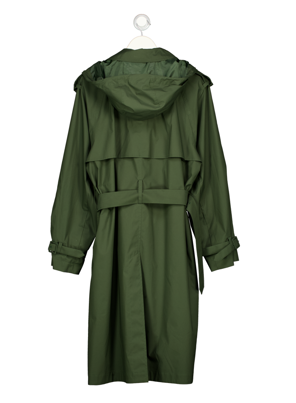 LACOSTE Khaki Green Water-repellent Windproof Trench Coat With Hood UK S