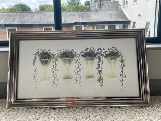 White 3d Cocktail Glass Large Wall Art