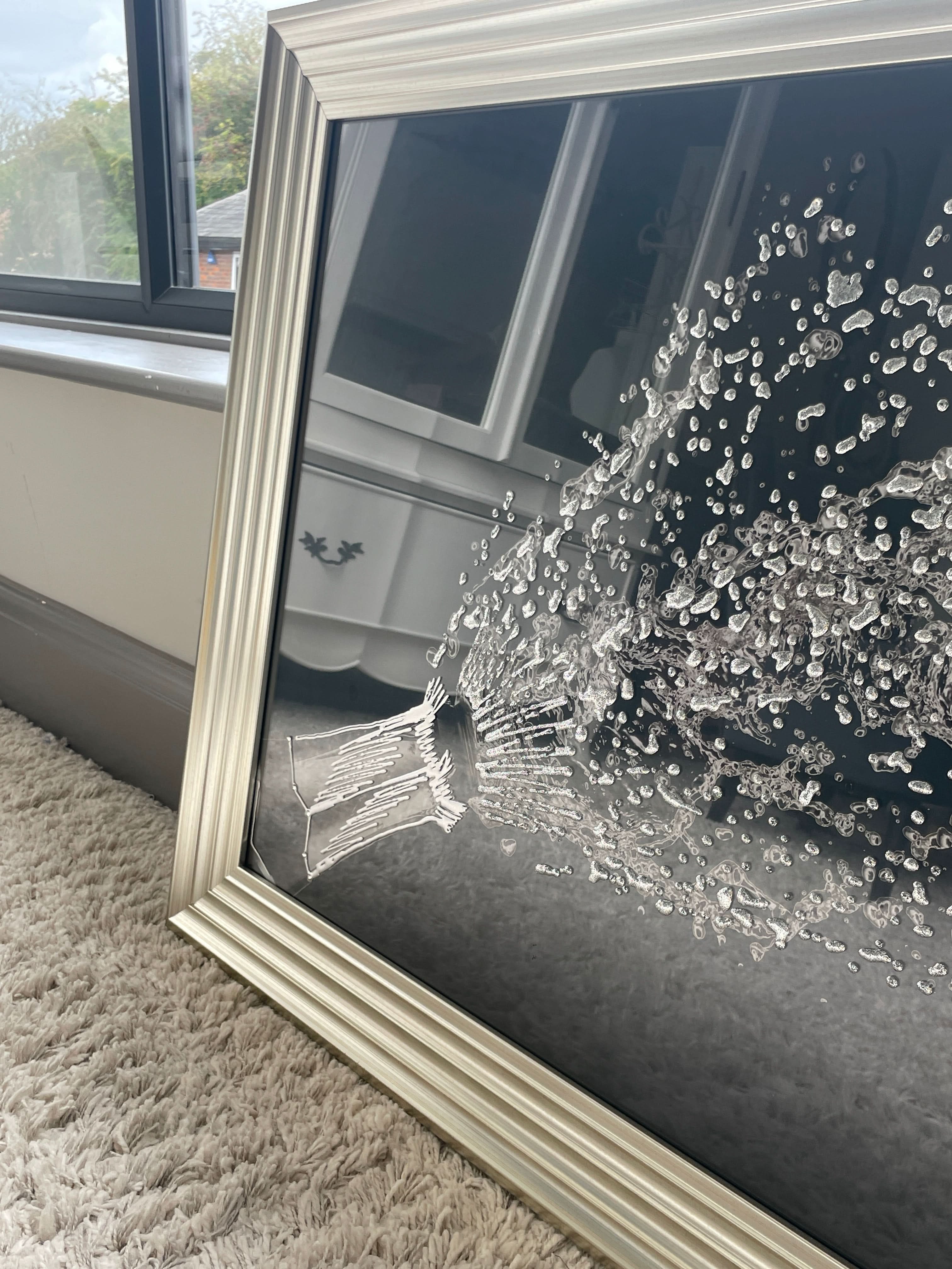 Metallic Popping Champagne Bottle Large Framed Wall Art