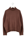 Free People Chocolate Brown Luxe Wool  Sigma Turtleneck Jumper UK M