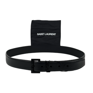 SAINT LAURENT Black YSL Logo-plaque 100% Calf Leather Belt 85cm UK S/M