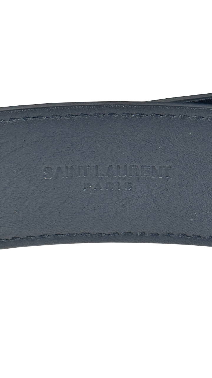 SAINT LAURENT Black YSL Logo-plaque 100% Calf Leather Belt 85cm UK S/M