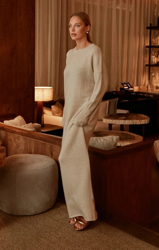 Lucy Nagle x The Fashion Bug Cashmere Blend Cream ‘The Dress’ In Oatmeal UK XS/S