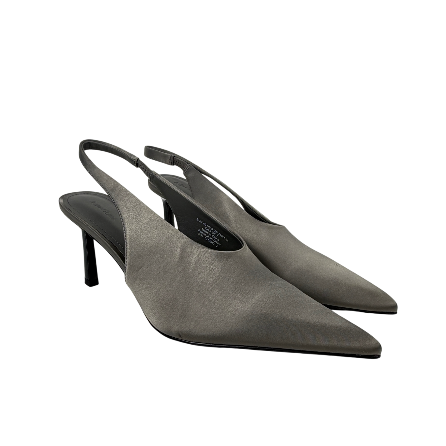 & Other Stories Grey Satin Slingback Pumps UK 7 EU 40