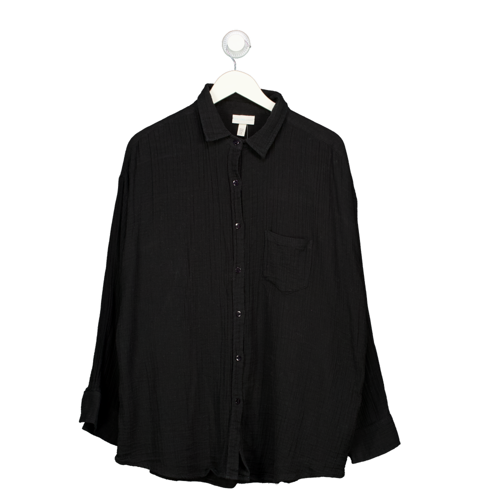 SEALEVEL SWIM Black Muslin Cotton Sunset Beach Shirt UK M