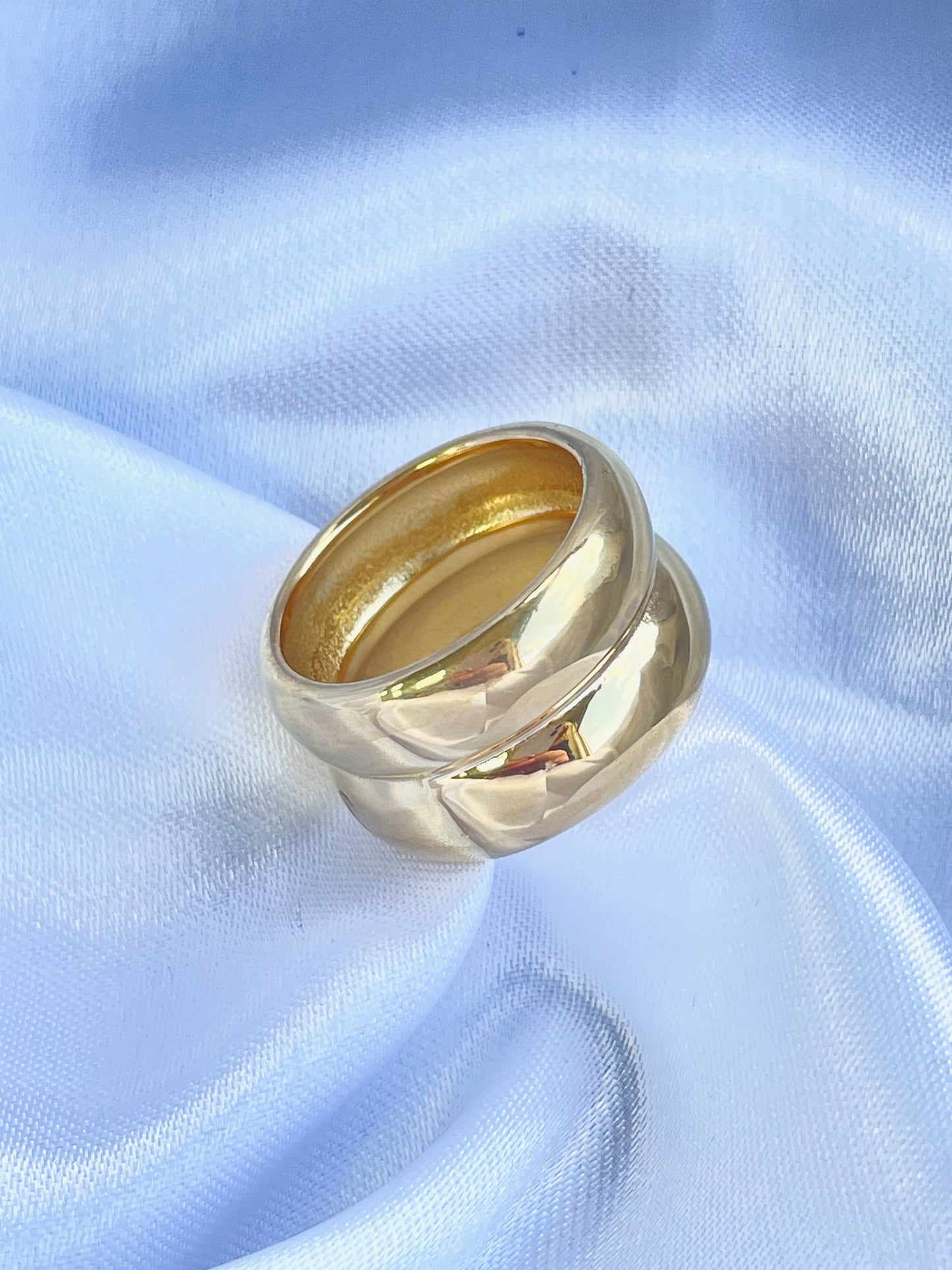 Yellow Gold 18k Plated Double Dome Ring Size 6