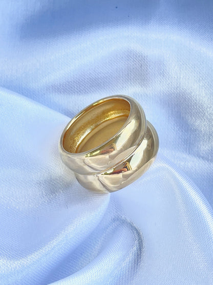 Yellow Gold 18k Plated Double Dome Ring Size 7