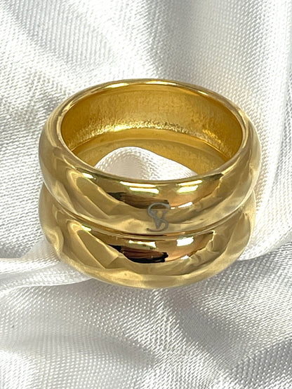 Yellow Gold 18k Plated Double Dome Ring Size 7