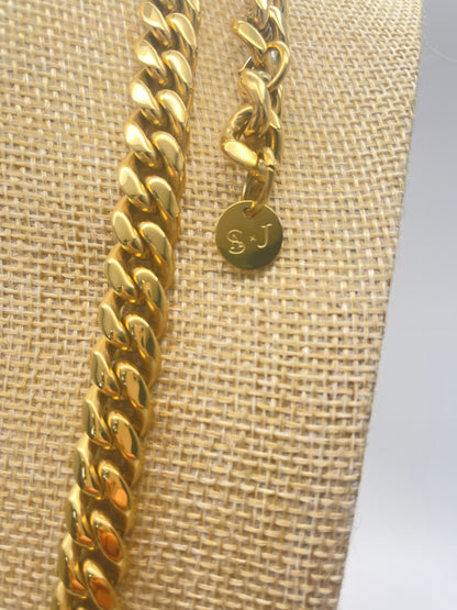 Yellow 18k Gold Plated Adjustable Chain Link Necklace