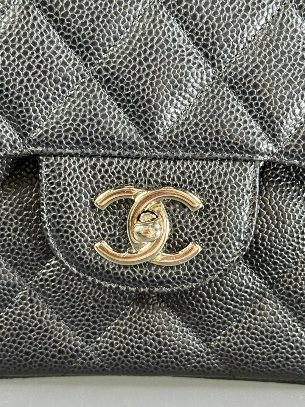 CHANEL Black Jumbo Classic Double Flap Bag in Caviar Leather with Silver Hardware