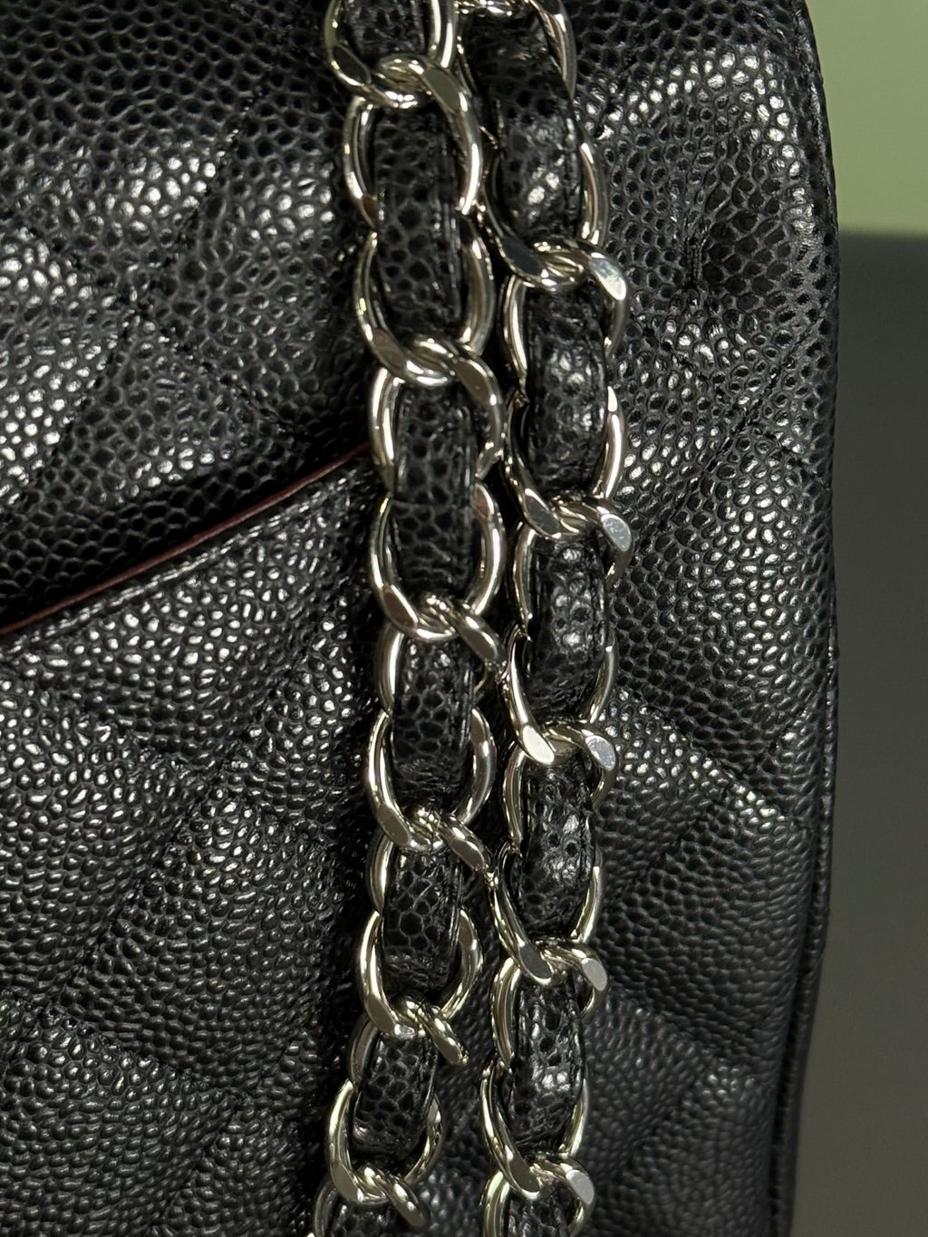 CHANEL Black Jumbo Classic Double Flap Bag in Caviar Leather with Silver Hardware